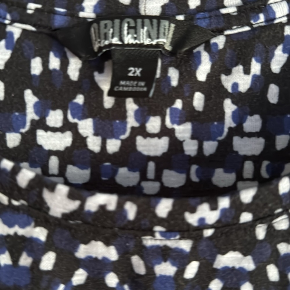 2X OriginalNicoleMiller Blue Black&White Dress 95%polyester 5%spandex Side ties - Picture 4 of 5